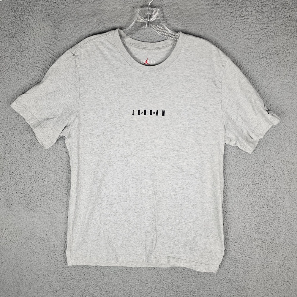 Jordan T-Shirt Mens L Grey DM3182-050 Short Sleeve Embroidered Logo Tee